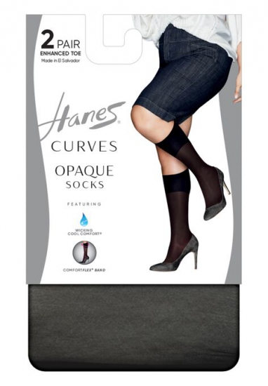 Curves Opaque Socks 2-Pack - Hanes - Click Image to Close