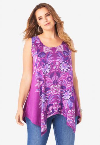 Handkerchief-Hem Tunic Tank - Roaman's