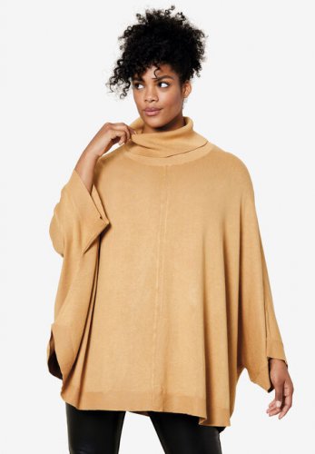 Turtleneck Poncho Sweater - ellos