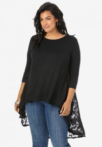 Three-Quarter Georgette-Back Tunic - Roaman's