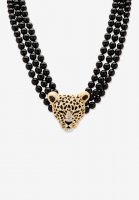 Gold Tone Leopard Beaded Collar Necklace (49mm), Crystal, 20\ - PalmBeach Jewelry