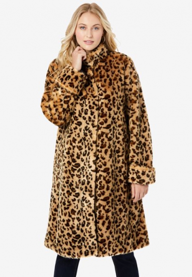 Faux Fur Swing Coat - Jessica London - Click Image to Close