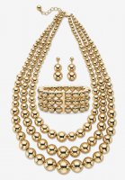 Gold Tone Graduated Bib 17\ - PalmBeach Jewelry