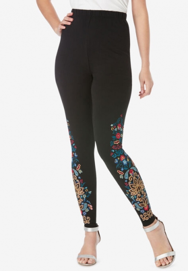 Side-Embroidered Legging - Roaman's - Click Image to Close