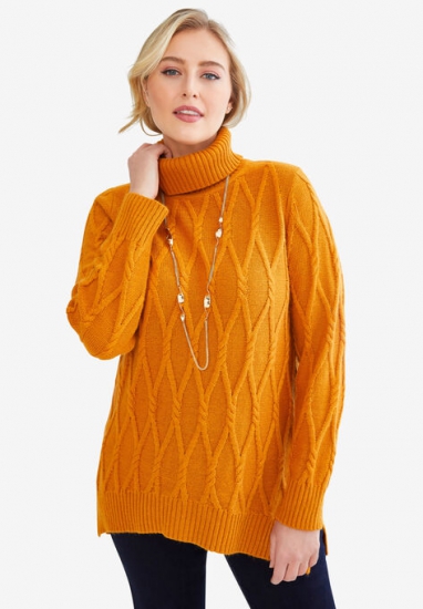 Cable Turtleneck Sweater - Jessica London - Click Image to Close