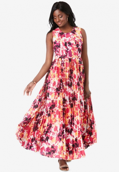 Pleated Maxi Dress - Jessica London - Click Image to Close