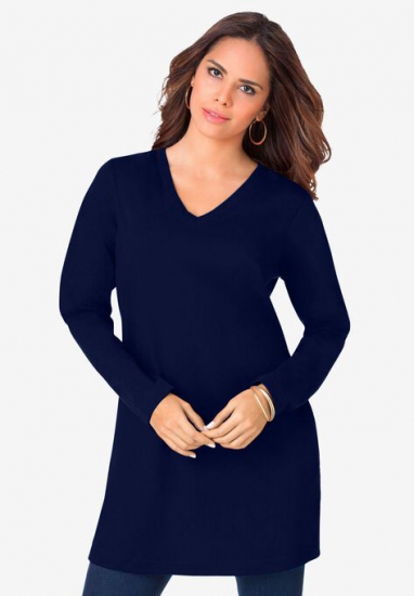 Long-Sleeve V-Neck Ultimate Tunic - Roaman's - Click Image to Close