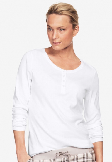 Long Sleeve Henley Sleep Tee - ellos - Click Image to Close