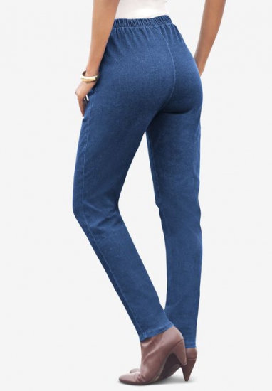 Straight-Leg Pull-On Stretch Jean by Denim 24/7 - Roaman's - Click Image to Close
