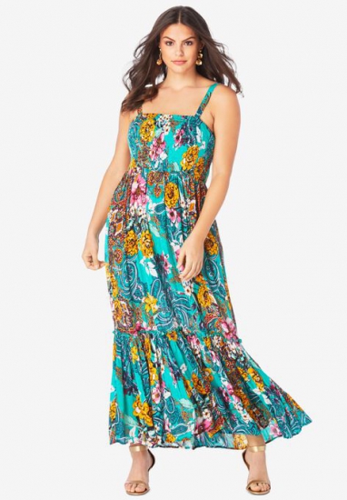 Two-In-One Maxi Dress in Crinkle - Roaman's - Click Image to Close