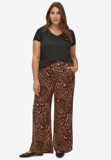 Wide-Leg Soft Pants with Back Elastic - ellos - Click Image to Close