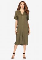 Y-Neck Shirtdress - Roaman's