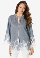 Lace Chambray Tunic - Roaman's