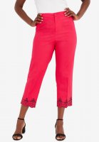 Stretch Poplin Straight-Leg Crop Pant - Jessica London