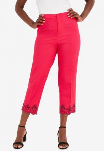 Stretch Poplin Straight-Leg Crop Pant - Jessica London