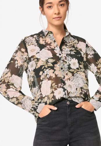 Sheer Button-Front Blouse - ellos