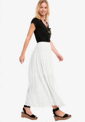 Lace Trim Long Skirt - ellos