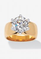 Yellow Gold-Plated Cubic Zirconia Solitaire Engagement Ring - PalmBeach Jewelry
