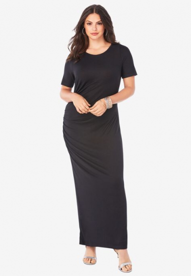 Supersoft Ruched Maxi Dress - Roaman's - Click Image to Close