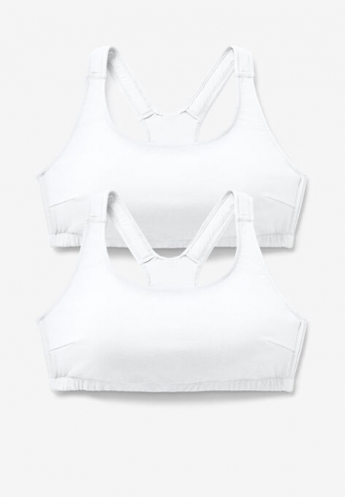 Low-Impact Cotton Sports Bra 2-Pack - Comfort Choice - Click Image to Close