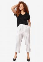 Straight Leg Cropped Linen Trousers - ellos