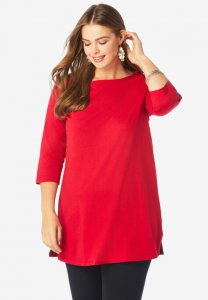 Boatneck Ultimate Tunic with Side Slits - Roaman's