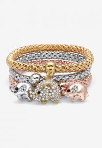 Gold Tone Crystal Elephant 8.5\ - PalmBeach Jewelry